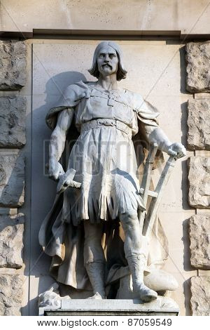 VIENNA, AUSTRIA - OCTOBER 10: Johann Koloc: Slav, on the facade of the Neuen Burg on Heldenplatz in Vienna, Austria on October 10, 2014.