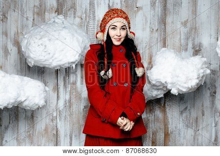 Pretty woman in warm hat