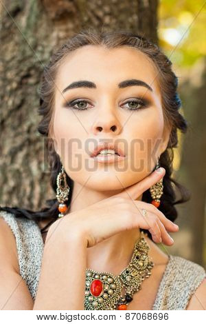 Beautiful woman in autumn