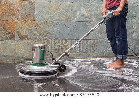 Floor Cleaning With Big Machine
