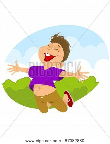 Jumping Young Boy