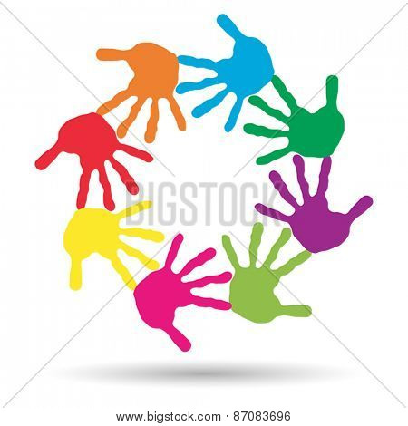 Vector concept or conceptual circle or spiral set made of colorf