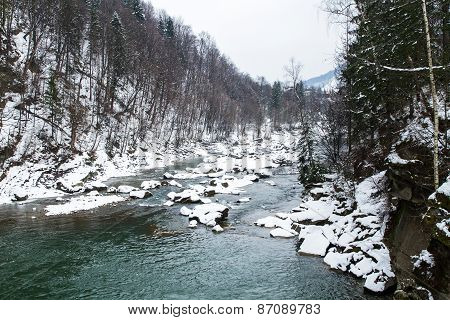 Prut River In Carpathians, Ukraine .