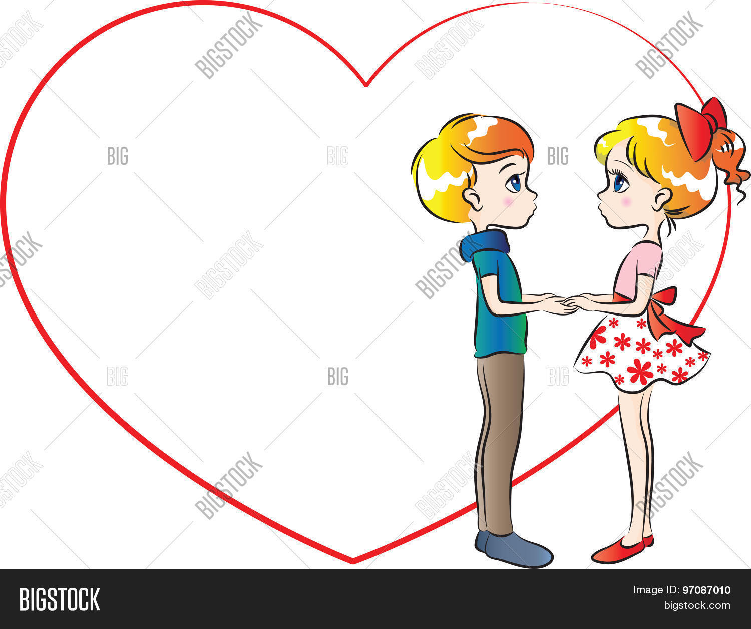 Boy Girl Heart Shape Vector &amp; Photo (Free Trial) | Bigstock