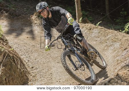 Mountain Bike Rider Gravity Slope Front