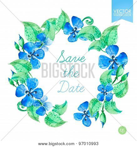 Vector Watercolor Colorful Circular Floral Wreaths With Summer Flowers. Hand Drawn Design. Perfect F