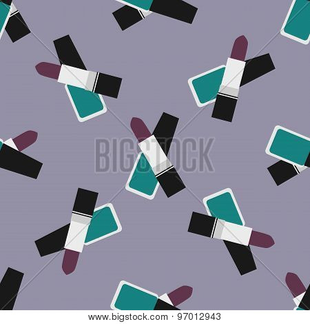 Lipstick With Nail Polish Seamless Pattern