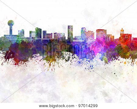Knoxville Skyline In Watercolor Background