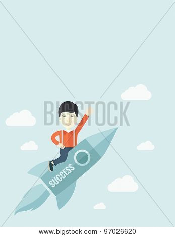 Man Flying On Rocket Vector & Photo (Free Trial) | Bigstock