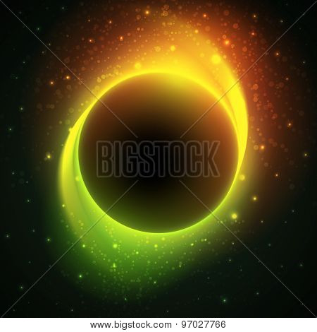 Beautiful eclipse in a distant galaxy. Vector background