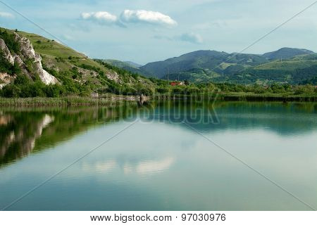 River dam and reservoir