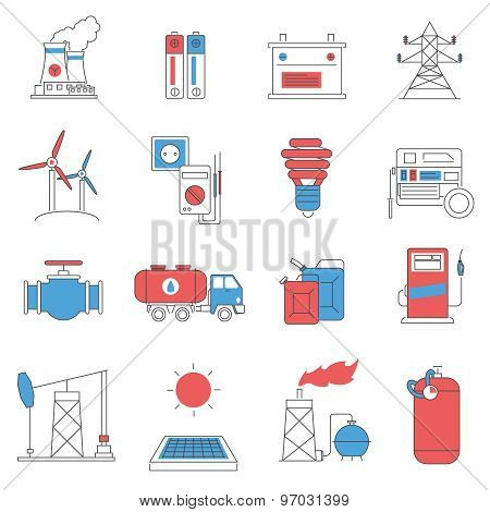 Energy power line icons set
