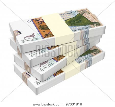 Macedonian denar isolated on white background. Computer generated 3D photo rendering.