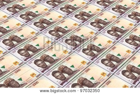 Nigerian nairas bills stacks background.