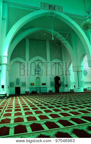 Interior of Sultan Haji Ahmad Shah Mosque a.k.a UIA Mosque in Gombak, Malaysia