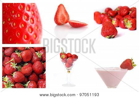 Colage Of Fresh And Tasty Strawbery