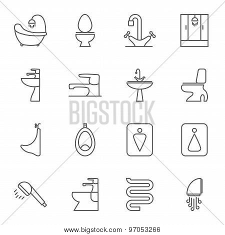 Sanitary engineering flat vector icon set