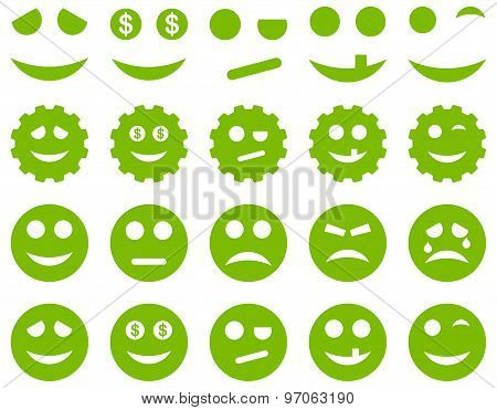 Tools, gears, smiles, emoticons icons
