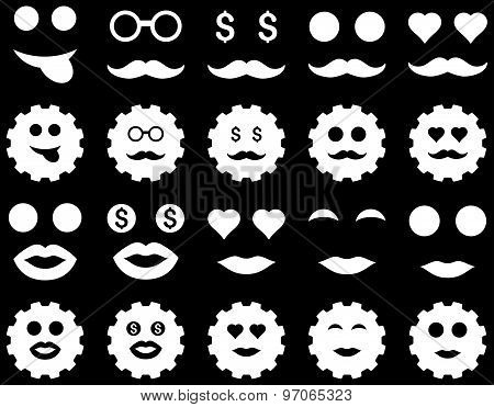 Gear and emotion icons