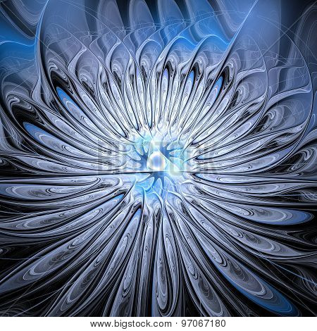 Abstract Fractal Design. Splash Of Blue Silver.