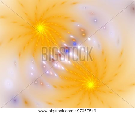 Abstract Fractal Design. Two Yellow Spiral Star On White.