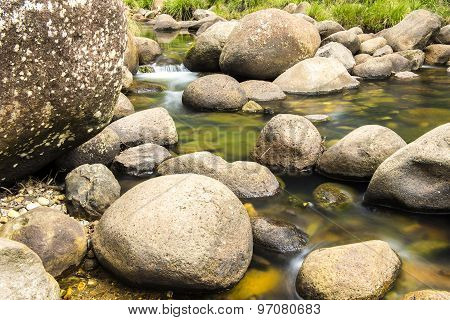 Rocks and flowing water