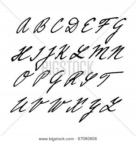 Hand Drawn Vector Alphabet, Font, Isolated Upper Case Letters, Initials
