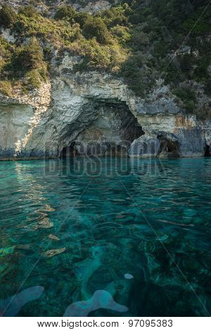 Seascape, Cliffs And Beaches On The Island Of Paxi, Greece