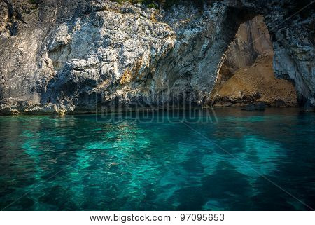 Seascape, Cliffs And Beaches On The Island Of Paxi, Greece