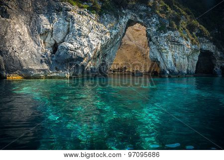 Seascape, Cliffs And Beaches On The Island Of Paxi, Greece