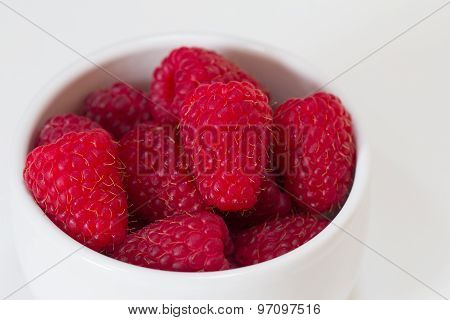 A Bowl of Raspberries, close up