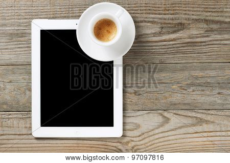 Tablet Computer With Black Coffee