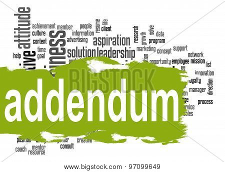 Addendum Word Cloud With Green Banner