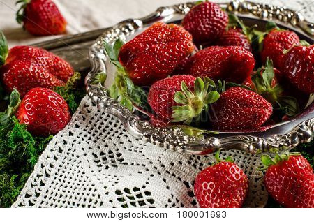 Still Life With Strawberries In A Vintage Style