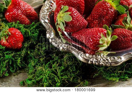Still Life With Strawberries In A Vintage Style