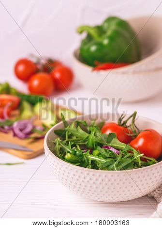 Traditional Bulgarian Salad Shopski With Fresh Vegetables And Feta