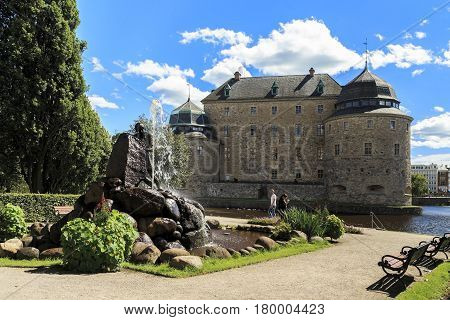 OREBRO, SWEDEN - JULY 7, 2016: It is a fountain with the figure 