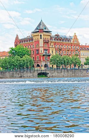 Building At Smetanovo Nabrezi On Vltava River Embankment In Prague