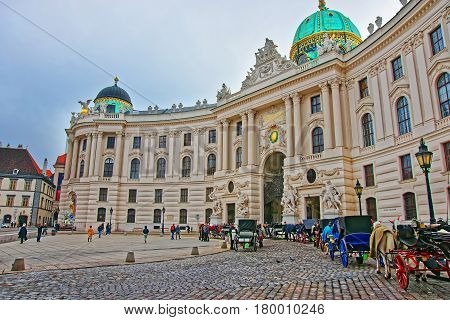 Fiacre At St Michael Wing Of Hofburg Palace Of Vienna