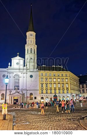 St Michael Church At Michaelerplatz At Night Vienna