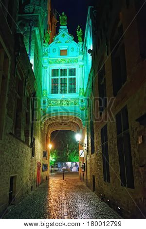 Arched Narrow Bridge In Blind Donkey Alley In Bruges