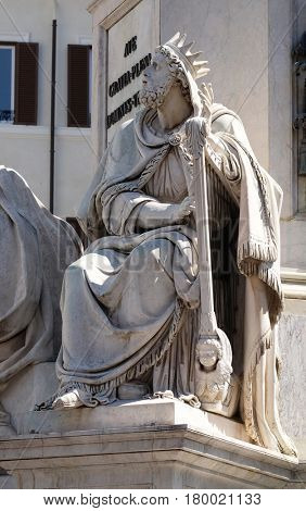 ROME, ITALY - SEPTEMBER 02: King David by Tadolini on the Column of the Immaculate Conception on Piazza Mignanelli in Rome, Italy on September 02, 2016.