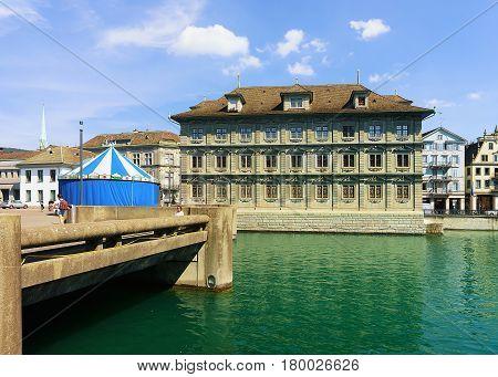 Old Town Hall In Limmat Zurich Swiss