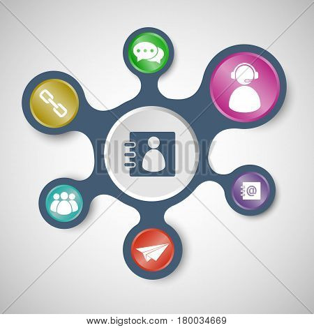 Contact us infographic templates with connected metaballs, stock vector