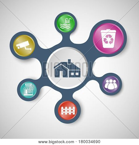 Village infographic templates with connected metaballs, stock vector