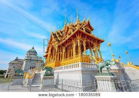 Barom Mangalanusarani Pavilion (The Grand Royal Commemorative Pavilion) in the area of Ananta Samakhom Throne Hall in Royal Dusit Palace in Bangkok, Thailand