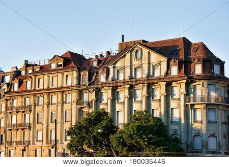 Old Building In Le Flon District In Lausanne