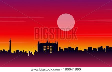 Landscape city London building silhouettes style vector art
