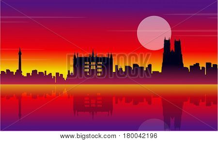 Silhouette of London city beauty scenery vector illustration