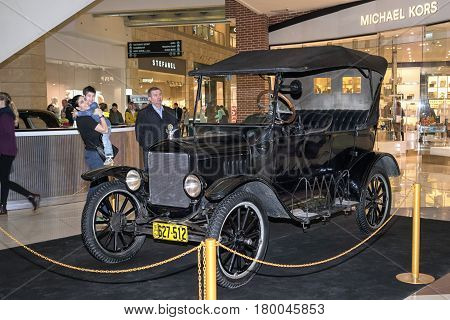 Moscow, Russia - April 02, 2017: Ford Model T, Usa, 1924. Retro Car Exibition In Shopping Mall Metro
